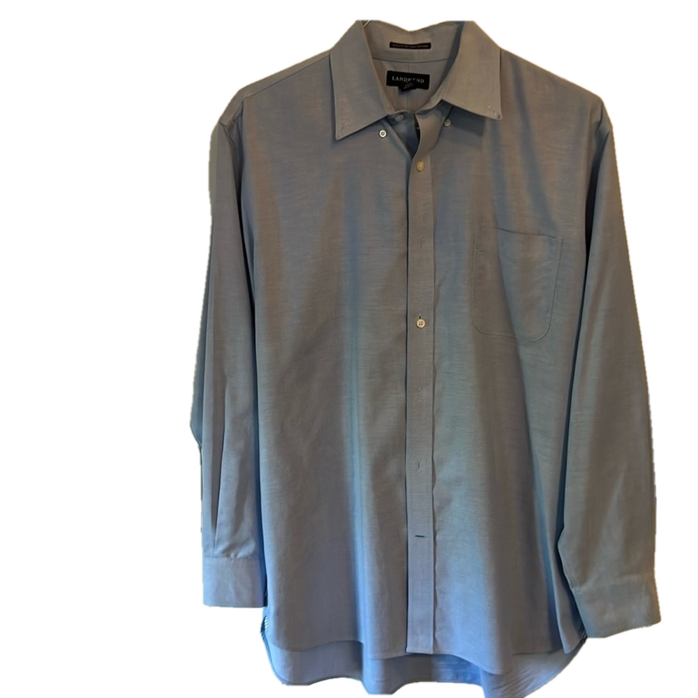 LANDS’ END Men’s Supina No Iron Oxford  long sleeve button up shirt  16 1/2- 34